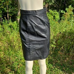 Express Black Leather Pencil Skirt